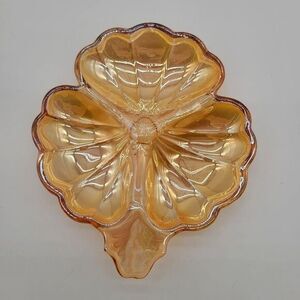 1950's Marigold Iridised 3 Part Clover‎ Jeanette Doric Candy Dish